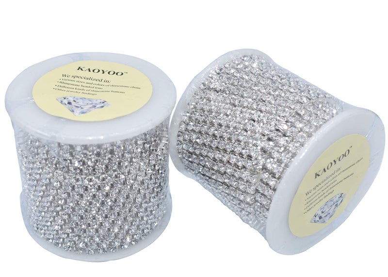 KAOYOO 10 Yards 2MM Crystal Rhinestone Close Chain Trim for Sewing Crafts,DIY Decoration - Image 5